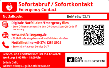 NotHilfePass Rückseite